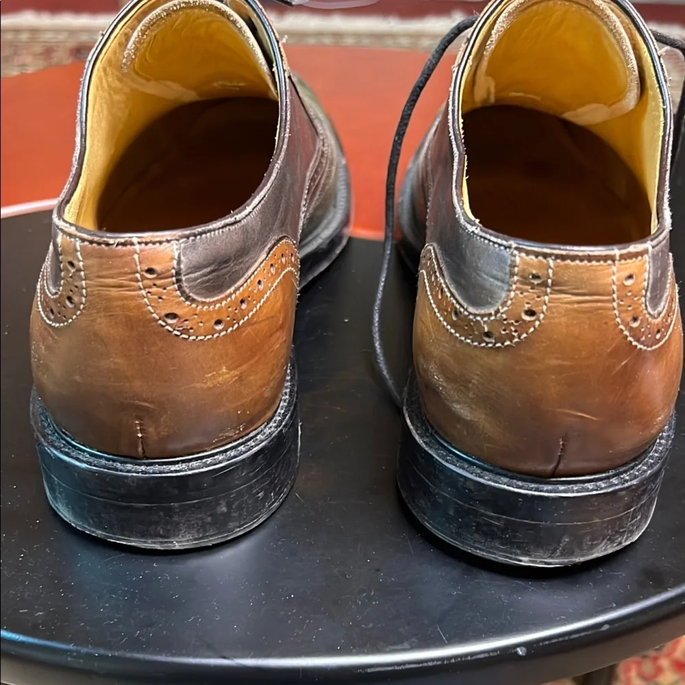 Two-Tone Leather Wingtip Oxfords in Brown and Green